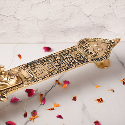 Brass Uddharani Ritual Spoon with Nandi and Shivling (23.5 Inch)