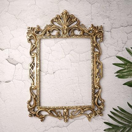 Brass Vintage Photo / Mirror Frame Wall Hanging (17.5 Inch)