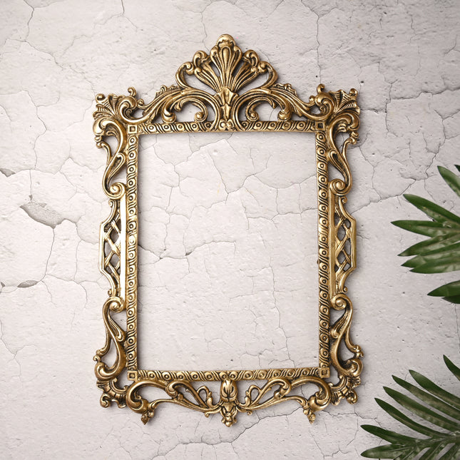 Brass Vintage Photo / Mirror Frame Wall Hanging (17.5 Inch)