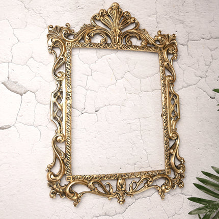 Brass Vintage Photo / Mirror Frame Wall Hanging (17.5 Inch)