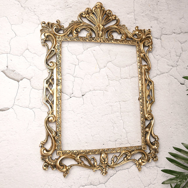Brass Vintage Photo / Mirror Frame Wall Hanging (17.5 Inch)