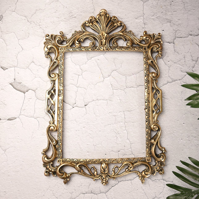 Brass Vintage Photo / Mirror Frame Wall Hanging (17.5 Inch)