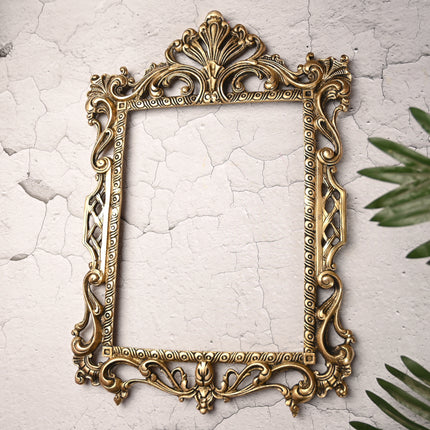 Brass Vintage Photo / Mirror Frame Wall Hanging (17.5 Inch)