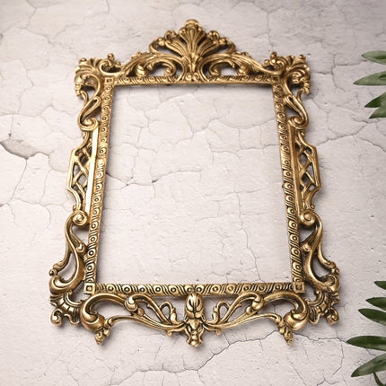 Brass Vintage Photo / Mirror Frame Wall Hanging (17.5 Inch)
