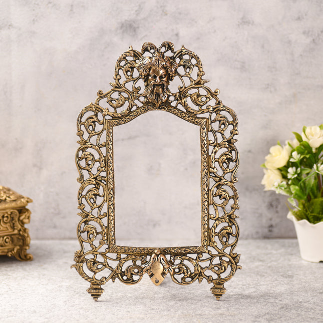 Brass Vintage Photo / Mirror Frame Table Top Decor (14.5 Inch)