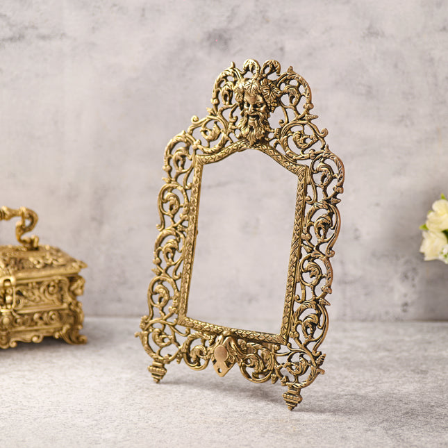 Brass Vintage Photo / Mirror Frame Table Top Decor (14.5 Inch)