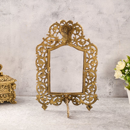 Brass Vintage Photo / Mirror Frame Table Top Decor (14.5 Inch)