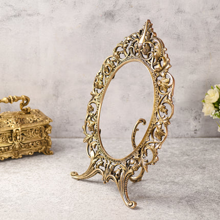 Brass Vintage Photo / Mirror Frame Table Top Decor (16 Inch)