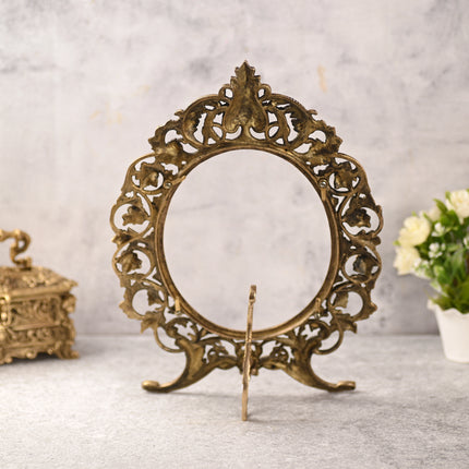 Brass Vintage Photo / Mirror Frame Table Top Decor (16 Inch)