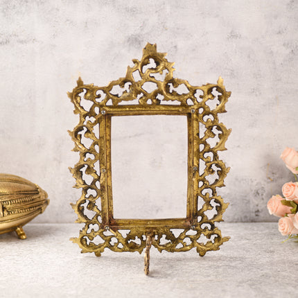Brass Vintage Photo / Mirror Frame Table Top Decor (14 Inch)