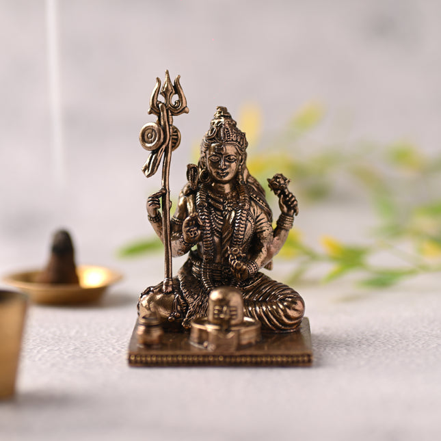Brass Handcrafted Lord Shiva with Shivling Idol (3.5 Inch)