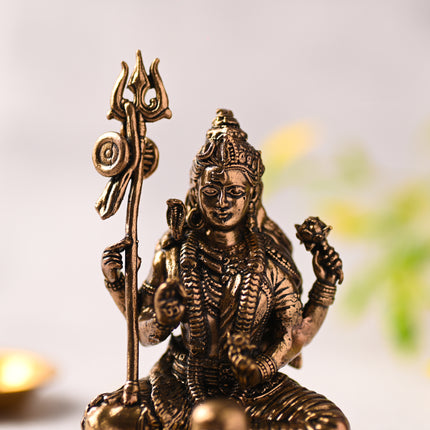 Brass Handcrafted Lord Shiva with Shivling Idol (3.5 Inch)