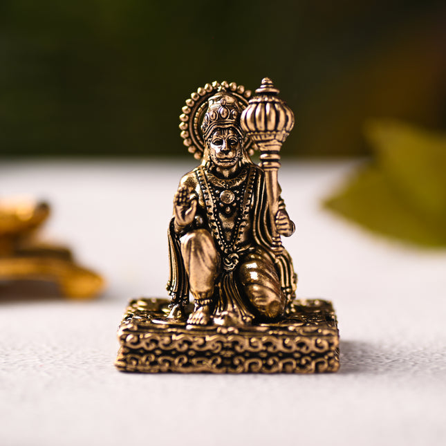 Brass Blessing Hanuman Idol – Handcrafted Divine Decor (2.5 Inch)