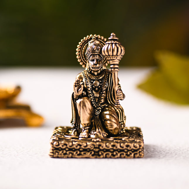 Brass Blessing Hanuman Idol – Handcrafted Divine Decor (2.5 Inch)