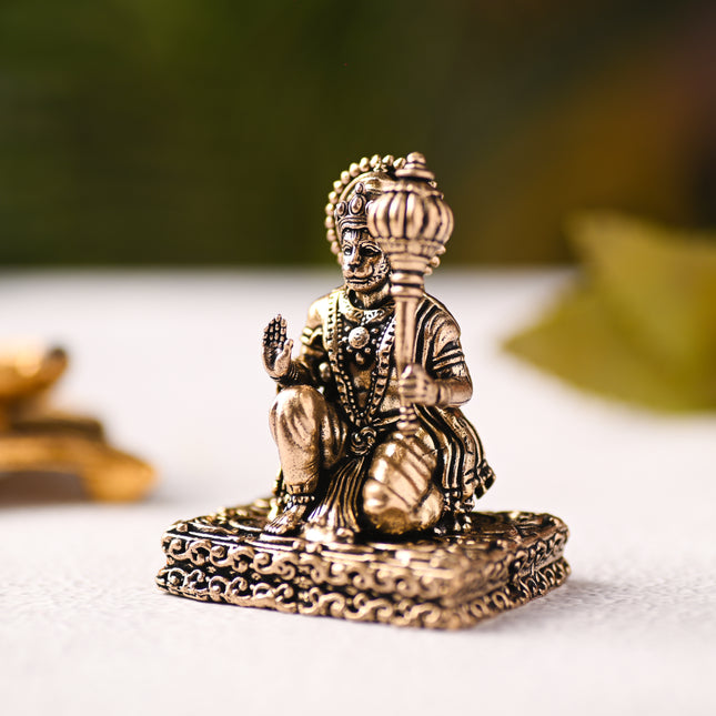 Brass Blessing Hanuman Idol – Handcrafted Divine Decor (2.5 Inch)