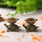 Brass Tortoise Oil Diya Pair – Traditional Handcrafted Lighting Decor (1.5 Inch)