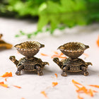 Brass Tortoise Oil Diya Pair – Traditional Handcrafted Lighting Decor (1.5 Inch)