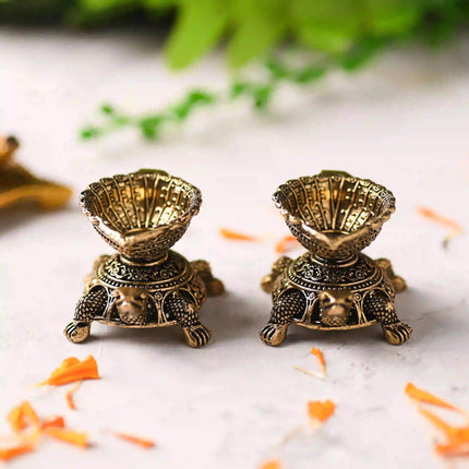 Brass Tortoise Oil Lightweight Diya Pair (1.5 Inch)