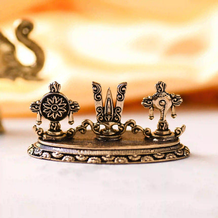 Brass Shankh Chakra Namah Lightweight Showpiece (1.5 Inch)