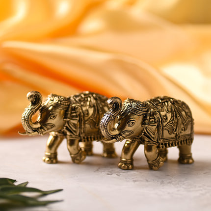 Brass Superfine Elephant Statue Pair – Premium Handcrafted Decor (2.5 Inch)