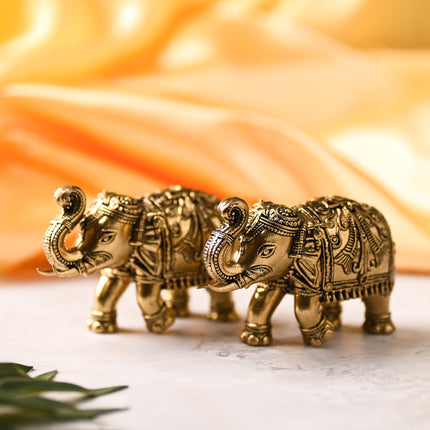 Brass Superfine Elephant Statue Pair – Premium Handcrafted Decor (2.5 Inch)