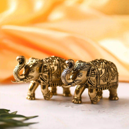 Brass Superfine Elephant Lightweight Statue Pair