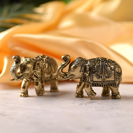 Brass Superfine Elephant Statue Pair – Premium Handcrafted Decor (2.5 Inch)