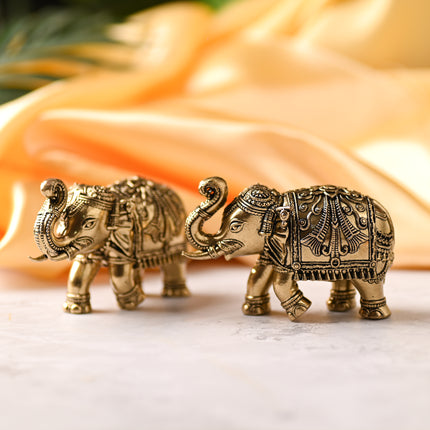 Brass Superfine Elephant Statue Pair – Premium Handcrafted Decor (2.5 Inch)