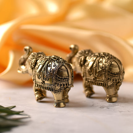 Brass Superfine Elephant Statue Pair – Premium Handcrafted Decor (2.5 Inch)