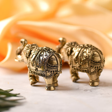 Brass Superfine Elephant Statue Pair – Premium Handcrafted Decor (2.5 Inch)