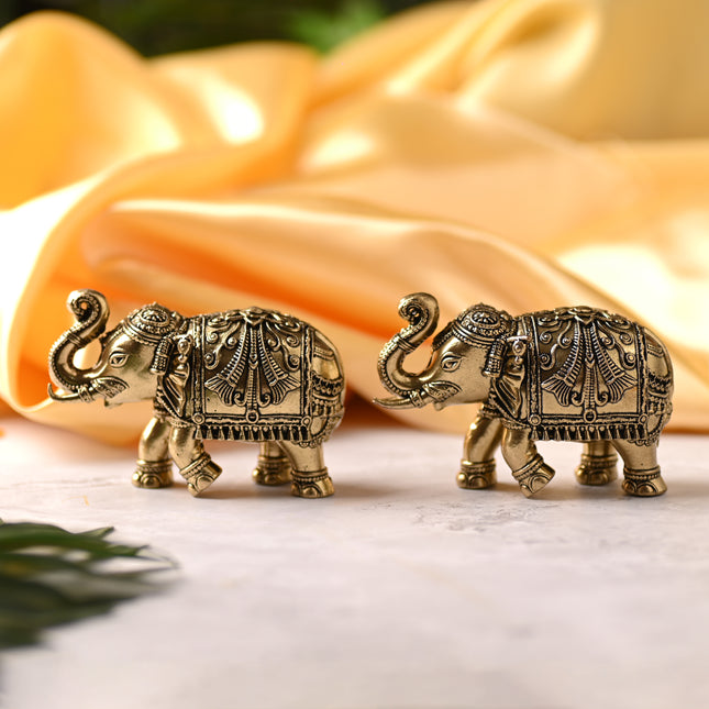 Brass Superfine Elephant Statue Pair – Premium Handcrafted Decor (2.5 Inch)