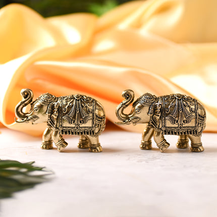 Brass Superfine Elephant Statue Pair – Premium Handcrafted Decor (2.5 Inch)