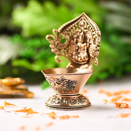Brass Handcrafted Peacock Lakshmi Diya – Premium Traditional Décor (4.4 Inch)