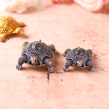 Brass Silver Tortoise Figurines – Vastu & Feng Shui Decor Set
