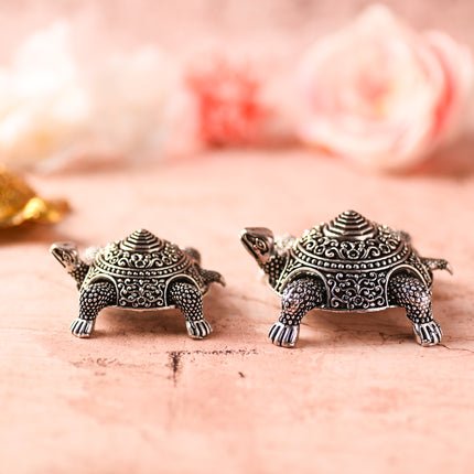 Brass Silver Tortoise Figurines – Vastu & Feng Shui Decor Set