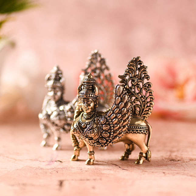 Brass Kamdhenu Cow Idol – Sacred Symbol of Abundance & Prosperity (3 Inch)