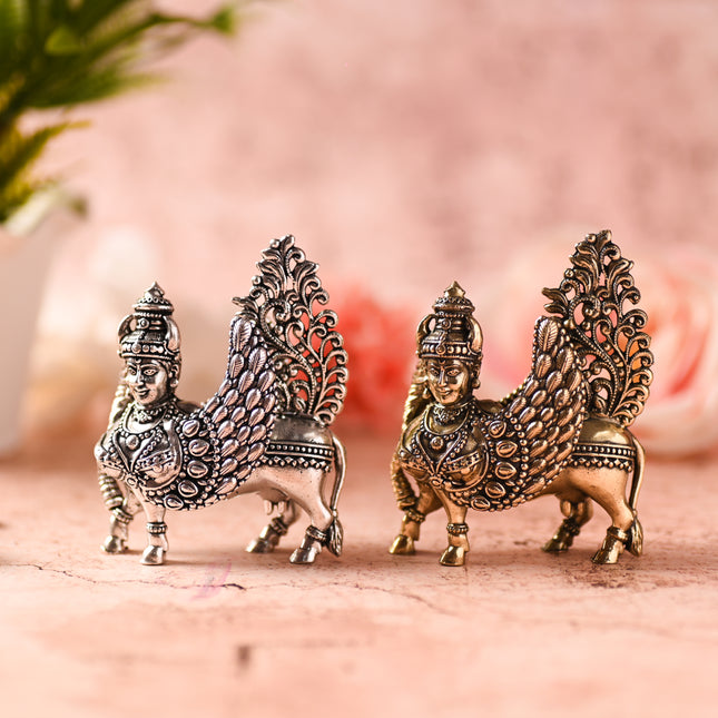 Brass Kamdhenu Cow Idol – Sacred Symbol of Abundance & Prosperity (3 Inch)