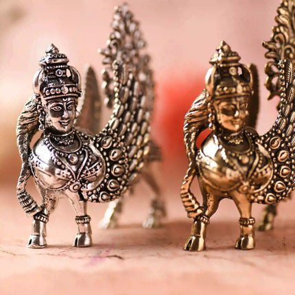 Brass Silver Kamdhenu Cow Idol (3.5 Inch)