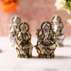 Brass Superfine Lotus Ganesha & Lakshmi Idol – Premium Divine Decor (3.5 Inch)
