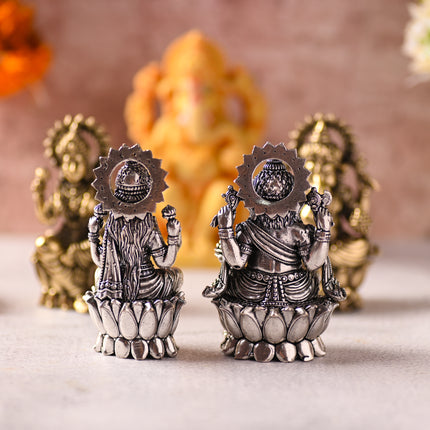 Brass Superfine Lotus Ganesha & Lakshmi Idol – Premium Divine Decor (3.5 Inch)