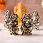 Brass Superfine Lotus Ganesha & Lakshmi Idol – Premium Divine Decor (3.5 Inch)