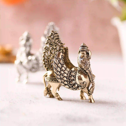 Brass Silver Kamdhenu Cow Idol (3.5 Inch)