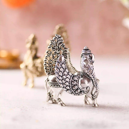 Brass Silver Kamdhenu Cow Idol (3.5 Inch)