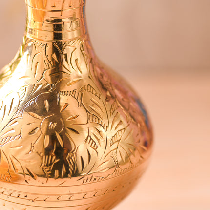 Brass Hand-Carved Flower Vase – Premium Traditional Decor (7.5 Inch)