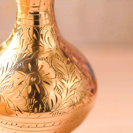 Brass Hand Carved Flower Vase (7.5 Inch)