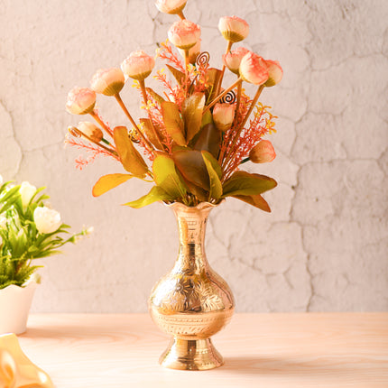 Brass Hand-Carved Flower Vase – Premium Traditional Decor (7.5 Inch)