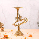 Brass Yali/kirtimukha Candle Stand (12.5 Inch)