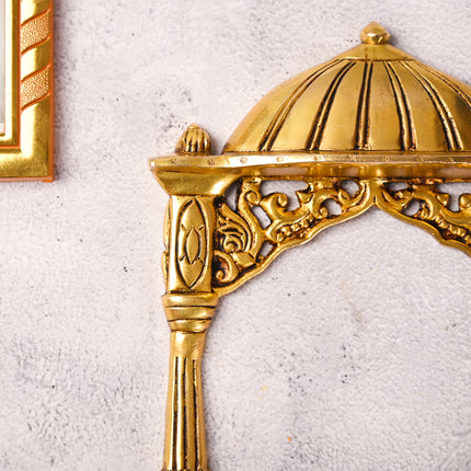 Brass Temple Frame Wall Hanging – Traditional Handcrafted Decor (10 Inch)