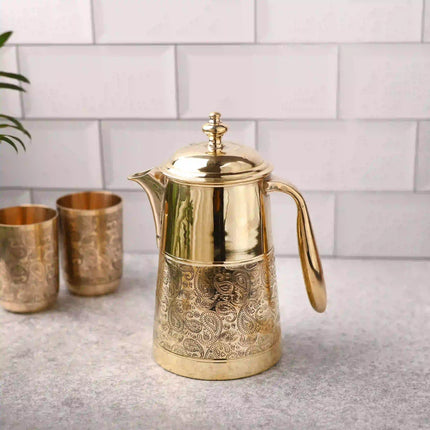 Brass Handcarved Water Jug With Lid