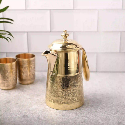 Brass Handcarved Water Jug With Lid